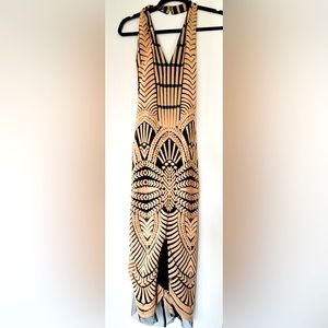 BRAND NEW LAVISH ALICE V NECK HALTER ZIP BACK DRESS FULLY LINED SIZE US2 UK6 NWT